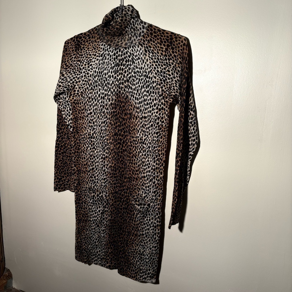 Dolce & Gabbana Fine Knit Wool Cheetah Midi Dress
